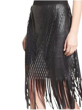 TROUVE black faux leather netted skirt with built in mini skirt - size s